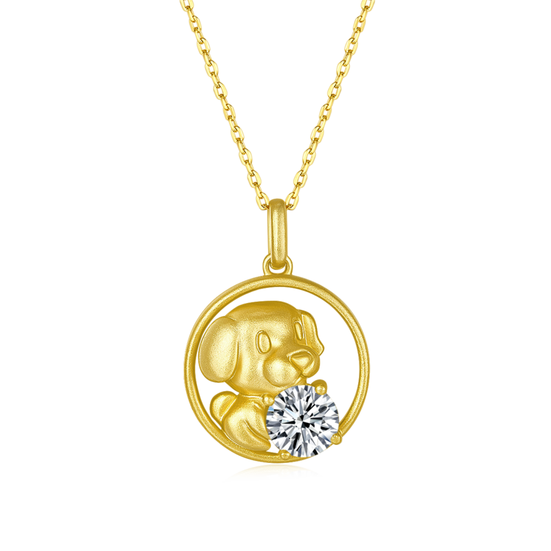 Dog Moissanite Diamond Necklace from the Chinese Zodiac Series 1.0 Carat